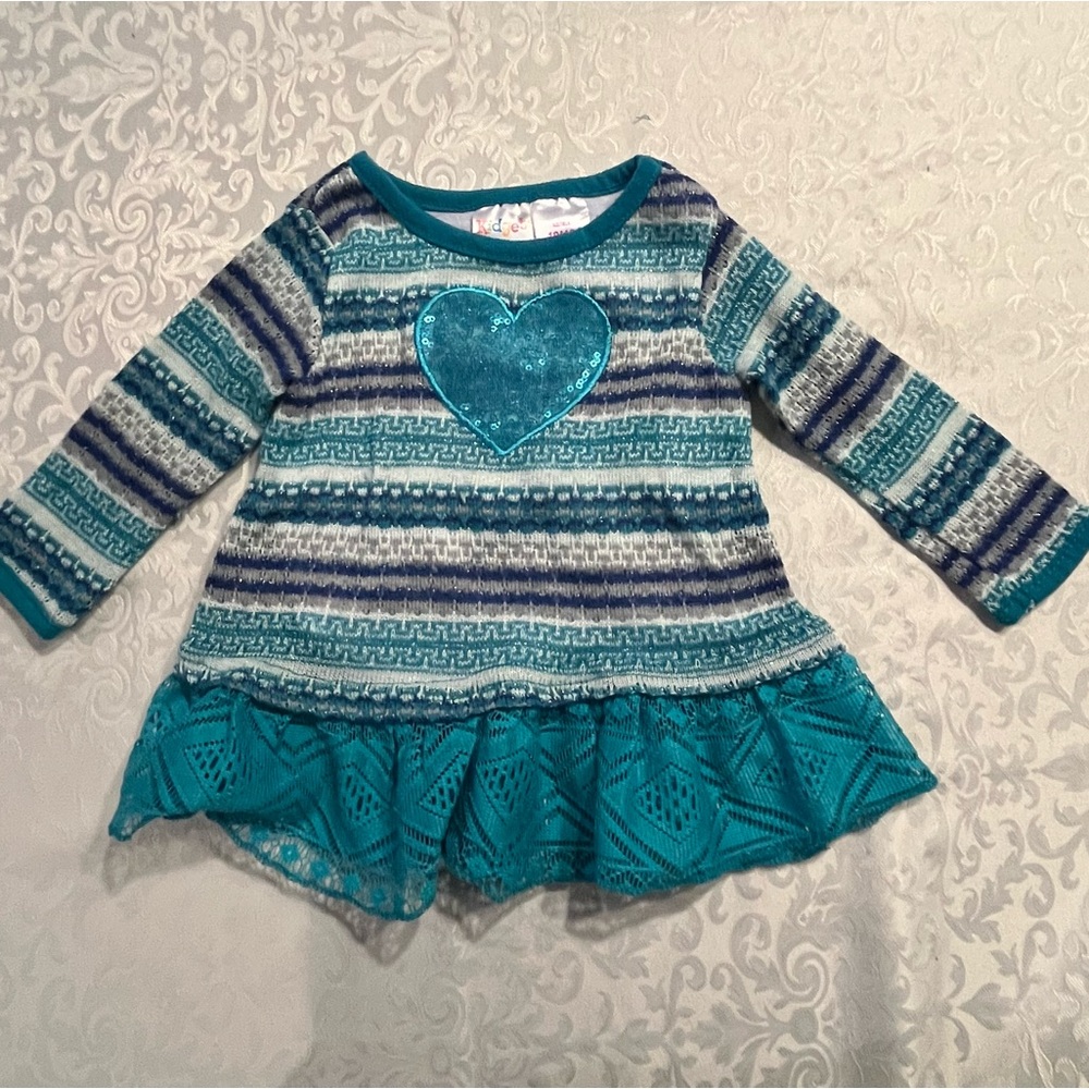 Baby girls sweater top 12 months sparkle heart lace detail